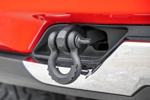 Chevrolet Silverado 1500 Tow Hook to Shackle Conversion Kit - Front - Rough Country - D-Ring Combo - Black - '14-'18